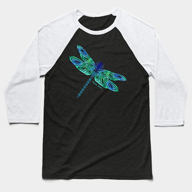 Tribal Dragonfly Baseball T-Shirt by artsytoocreations